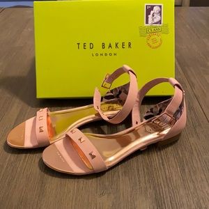 Ted Baker Pink Sandals w Rose Gold Metallic Detail